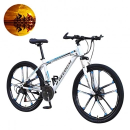 GOLDGOD Mountainbike GOLDGOD Carbon Steel Mountainbike, 26 Zoll 21-Gang-Getriebe Doppelscheibenbremsen Mountainbike MTB Klapp-Außenfahrräder Mit Vollfederung, White Blue