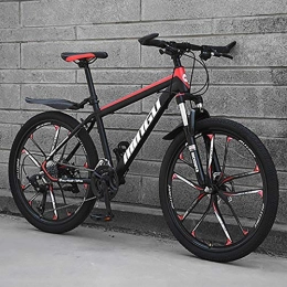 HAOYF Mountainbike HAOYF 24 / 26 Zoll Mountainbike 21-30 Gang Fahrrad, Doppelscheibenbremse MTB Mit 10-Speichen Felgen, Kohlenstoffstahl Gabelfederung MTB Für Erwachsene, Jugendliche Und Kinder, Rot, 24 Inch 21 Speed