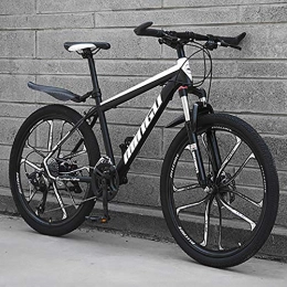 HAOYF Mountainbike HAOYF 24 / 26 Zoll Mountainbike 21-30 Gang Fahrrad, Doppelscheibenbremse MTB Mit 10-Speichen Felgen, Kohlenstoffstahl Gabelfederung MTB Für Erwachsene, Jugendliche Und Kinder, Schwarz, 24 Inch 27 Speed