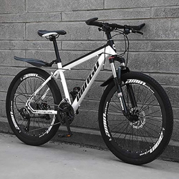 HAOYF Mountainbike HAOYF Mountainbike 24 / 26 Zoll, 21-30 Geschwindigkeitsoptionen, Rahmen Aus Kohlenstoffhaltigem Stahl, Beachcruiser Mit Doppel Scheibenbremse Und Federgabel, Mehrere Farben, Weiß, 24 Inch 21 Speed