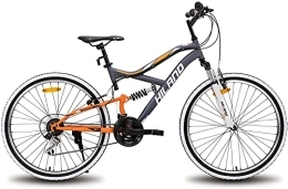 HH HILAND Mountainbike Hiland 26 Zoll Mountainbike 18 Gang Jugend MTB Fahrrad mit Federgabel Urban Commuter City Fahrrad Grau