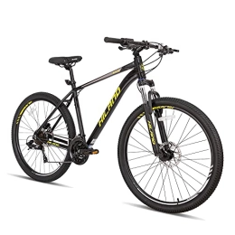 ROCKSHARK Fahrräder Hiland 27, 5 Zoll MTB Mountainbike Hardtail Mountain Bike mit 495mm Aluminiumrahmen 27 Gang Schaltung Scheibenbremse Lock-Out Federgabel schwarz Herren Damen