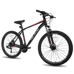 Hiland Mountainbike Hiland 27, 5 Zoll MTB Mountainbike mit 27 Gang Schaltung Aluminiumrahmen Scheibenbremse Lock-Out Federgabel für Herren Damen Jungen Mädchen schwarz / grün / grau