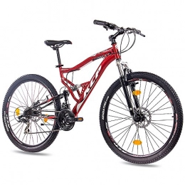 Unbekannt Mountainbike KCP 27, 5 Zoll Mountainbike Fahrrad - MTB Attack rot schwarz - Vollfederung Mountain Bike Unisex für Herren, Damen oder Jungen, MTB Fully mit 21 Gang Shimano Schaltung und Zwei Scheibenbremsen