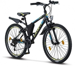 Licorne Bike Mountainbike Licorne Bike Guide Premium Mountainbike in 26 Zoll - Fahrrad für Mädchen, Jungen, Herren und Damen - Shimano 21 Gang-Schaltung - Schwarz / Blau / Lime