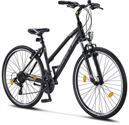 Licorne Bike Fahrräder Licorne Bike Premium Trekking Bike in 28 Zoll - Fahrrad für Jungen, Mädchen, Damen und Herren - Shimano 21 Gang-Schaltung - Mountainbike - Crossbike - Life-L-V - Schwarz / Grau