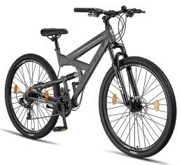 Licorne Bike Mountainbike Licorne Bike Strong 2D Premium Mountainbike in 26, 27.5 und 29 Zoll Fahrrad für Jungen Mädchen Damen und Herren Scheibenbremse vorne und hinten 21 Gang Schaltung Vollfederung (29 Zoll, Anthrazit)