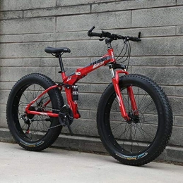 LJLYL Mountainbike LJLYL Fat Tire Bike für Männer, Frauen, faltbares Mountainbike-Fahrrad, Rahmen aus Kohlenstoffstahl, Hardtail-Doppelaufhängungsrahmen, Doppelscheibenbremse, B, 24 inch 21 Speed