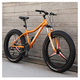 MJY Mountainbike MJY 26-Zoll-Mountainbikes, Hardtail-Mountainbike aus Kohlenstoffstahl, All-Terrain-Mountainbike mit fetten Reifen, Anti-Rutsch-Bikes für Damen und Herren, Gelb, 24-Gang-Speiche