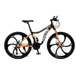 SHANRENSAN Mountainbike Mountainbike, 26-Zoll-Mountainbike, 21 / 24 / 27-Gang-Mountainbike, Doppelt StoßDäMpfendes Mountainbike, Weiches Heckrad, Doppelte Scheibenbremse(Orange, 6 Speichen, 21-Gang)