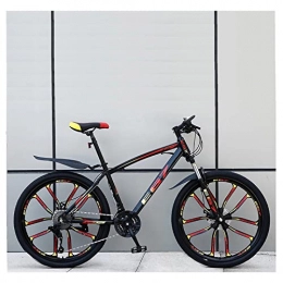 SHANRENSAN Mountainbike Mountainbike, Cross-Country-Mountainbike, 24-Zoll-26-Zoll-Mountainbike, Doppelscheibenbremse, Herren- Und Damen-Mountainbike Mit Variabler Geschwindigkeit(Buntes Rot-Zehn-Messerrad, 24 Zoll)