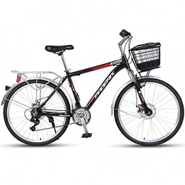 LZHi1 Mountainbike Mountainbikes 26 Inch Womens Classic Beach Cruiser Bike, 24 Geschwindigkeit Pendler Fahrrad Mit Federung Gabel, Aluminiumlegierung Rahmen Retro Fahrrad Stadt Rennrad Mit Dualscheibe(Color:Schwarz Rot)