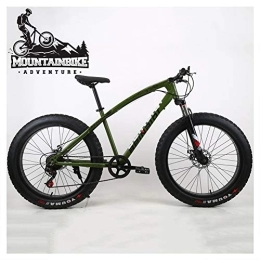 NENGGE Fahrräder NENGGE Hardtail MTB 26 Zoll für Herren Damen, Erwachsenen Mountainbike mit Gabelfederung und Scheibenbremsen, Fette Reifen Fahrräder Rahmen aus Kohlenstoffstahl, Green 3, 27 Speed