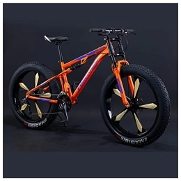 REOTEL Mountainbike REOTEL 26 Zoll Mountainbike für Herren Damen 7 / 21 / 24 / 27 / 30 Gang-Schaltung Fette Reifen Fahrrad für Erwachsene Jungen Mädchen Vollfederung Bike, Rahmen aus Kohlenstoffstahl, Orange 5 Spoke, 27 Speed