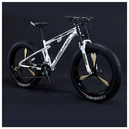 REOTEL Mountainbike REOTEL 26 Zoll Mountainbike für Herren Damen 7 / 21 / 24 / 27 / 30 Gang-Schaltung Fette Reifen Fahrrad für Erwachsene Jungen Mädchen Vollfederung Bike, Rahmen aus Kohlenstoffstahl, White 3 Spoke, 21 Speed