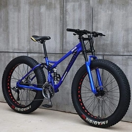 SHUI Mountainbike SHUI Mountainbikes, 26 Zoll Erwachsene Fat Tire Mountain Trail Bike, 24-Gang-Fahrrad, Rahmen Aus Karbonstahl, Doppelte Vollfederung, Doppelte Scheibenbremse Blue