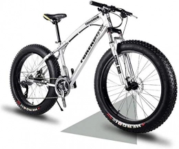 SZZ0306 Mountainbike SZZ0306 26 Zoll Mountainbike 24 Gang-Schaltung Erwachsene Fette Reifen Fahrrad Schnee Fahrrad Rahmen aus Kohlenstoffstahl Vollfederung Scheibenbremsen Hardtail Bike-Silber