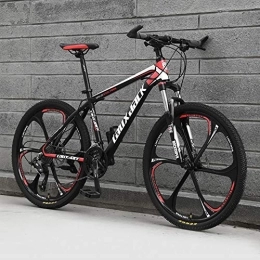 TOPYL Fahrräder TOPYL 24 Zoll Kohlenstoffstahl Mountainbike, Vollsperrung MTB, Tragbar Outdoor Mountainbike Urban Pendler Für Jugendliche Erwachsene Herren Und Damen Schwarz / rot-6 Spoke 27 Gang