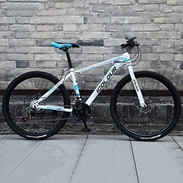 TOPYL Fahrräder TOPYL Männer's Mountainbike, Hoch-kohlenstoffstahl Hardtail MTB, Fahrrad Mit Einstellbar Memory-Schaum Sitz Weiß Und Blau 24", 24-Gang