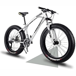 UYHF Mountainbike UYHF 24" Mountainbikes, 24 Geschwindigkeit Fahrrad, Erwachsene Fat Tire Mountain Trail Bike, Snow Bike, Rahmen Aus Kohlenstoffreichem Stahl Dual Full Federung Doppelschei White-21 Speed