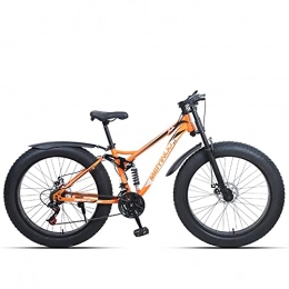 WLWLEO Mountainbike WLWLEO 26 Zoll Mountainbike für Herren 4.0 Fat Tire Snow Bike Fahrrad Vollgefederte Mountainbikes Doppelscheibenbremse 21 / 24 / 27 Speed Urban Offroad Bike, Orange, 24 Speed