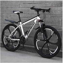 XBSXP Mountainbike XBSXP 26"Hardtail Mountainbike 27-Gang-Erwachsener, Stahl mit hohem Kohlenstoffgehalt, Federgabel, Doppelscheibenbremsrad, All-Terrain-Mountainbikes, weiße Schwarz-6-Messer