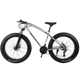 YANGSANJIN Mountainbike Yangsanjin Mountainbikes, 66 cm (26 Zoll) hoher Kohlenstoffstahl, 24 Gänge, doppelte Scheibenbremsen, 10, 2 cm breite Reifen, Schneefahrräder für Damen und Herren, Silberfarben