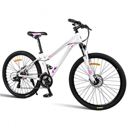 ZWW Fahrräder ZWW Adult Mountainbike, 26In 24-Gang Leichte Aluminiumlegierung Stoßdämpfung Outdoor-Mädchen Offroad-Bike Geeignet Für Pendler / Reisen / Sport Fitness, 1 White pink