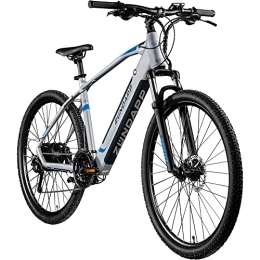 Zündapp Mountainbike Zündapp Z808 Ebike Mountainbike für Damen und Herren ab 170 cm Fahrrad Elektro Bike E-Bike MTB Hardtail 29 Zoll Shimano Schaltwerk Pedelec 27 Gang Schaltung (48 cm, Silber / blau)