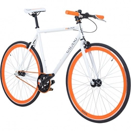 Galano  Galano 700C 28 Zoll Fixie Singlespeed Bike Blade 5 Farben zur Auswahl, Rahmengrösse:56 cm, Farbe:Weiss / orange