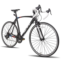 Hiland Rennräder Hiland Rennrad 700c mit Shimano 14 Gänge Schaltung 60 cm Aluminiumrahmen Racing Bike Cityrad Pendlerfahrrad für Damen und Herren Schwarz