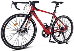 IMBM Fahrräder IMBM 14 Speed ​​Rennrad, Alurahmen Stadt-Pendler-Fahrrad, Mechanische Scheibenbremsen Endurance Straßen-Fahrrad (Color : Red)