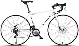 GJZM Rennräder Mountainbikes 21-Gang -Rennrad High-Carbon- Stahlrahmen Herren-Rennrad 700C-Räder City-Pendlerfahrrad mit Doppelscheibenbremse Gelber gerader Griff - gebogener Griff_Weiß