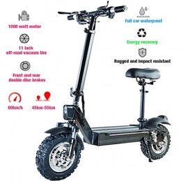 DSJMUY Electric Scooter Electric Scooters Adults, LCD Display, Fixed Speed Cruise Waterproof 48V 1000W Foldable Skateboard Lithium Battery Aluminum Alloy Range 200Kg Max Load 60 Km / h, 11 Inch Tire for Adult and Teenager