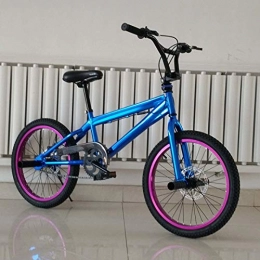 LJLYL BMX LJLYL Vélo BMX pour Adolescents et Adultes, Cadre en Acier à Haute teneur en Carbone, Roues en Alliage d'aluminium Double Couche de 20 Pouces, Freins à Disque Avant et arrière, Bleu, A