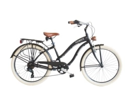 AIRBICI Vélos Cruiser Airbici Vélo Beach Cruiser Femme 26" Noir | Roues Larges 26" Veló American Cruiser 26" | Veló de Ville Urbain Femme 6 Vitesses, Cadre en Aluminium, Garde-Boue, lumières LED et Porte-Bagages