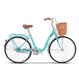 WOF vélo WOF Mesdames et vélo Filles Aluminium Cruiser Bike 26" V Freins Ville lumière rétro Banlieue avec Panier, gonfleur, Outil d'installation légère Adulte Ville vélo