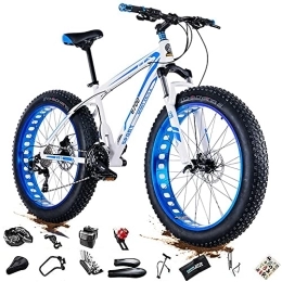 FAXIOAWA Vélos de montagnes 24 / 26 * 4, 0 pouces d'épaisseur VTT pour homme, vélo de montagne pour gros pneu adulte, vélo 27 / 30 vitesses, cadre en acier à haute teneur en carbone, double suspension complète double frein à disque