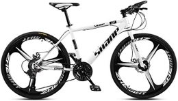 WEN vélo 24 Pouces Mountain Bikes, Double Disque de Frein VTT Hardtail, Hommes Femmes Haute teneur en Carbone en Acier Tout Terrain Alpin Vélos (Color : 21 Speed, Size : White 3 Spoke)