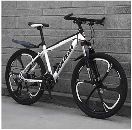 WEN Vélos de montagnes 24 Pouces Mountain Bikes, Hommes Femmes en Acier au Carbone de vélo, 30-Vitesses Tout Terrain VTT avec Double Disque de Frein (Color : 21 Speed, Size : White 6 Spoke)