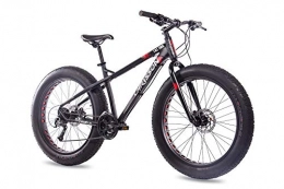 CHRISSON Vélos de montagnes 26 "Fat Bike VTT Vélo chrisson Fat Two avec 27 vitesses Shimano Alivio / Acera & Shimano Hydr. freins à disque Noir mat