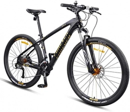 YANQ vélo 27, 5 pouces Vélos de montagne, cadre en carbone vélo tout suspendu, adultes Hommes Femmes de freins à disque, Bleu, 27 vitesses, Or, 30 vitesse