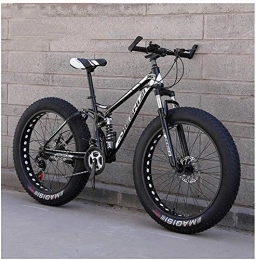 WEN vélo Adult Mountain Bikes, Fat Tire Double Frein à Disque Hardtail VTT, Big Wheels vélo en Acier Haute teneur en Carbone (Color : New Black, Size : 26 inch 24 Speed)
