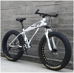WEN Vélos de montagnes Adulte Mountain Bikes, Garçons Filles Fat Tire Mountain Trail Bike, Double Frein à Disque VTT Semi-Rigide, Cadre en Acier Haute teneur en Carbone, Vélo (Color : White B, Size : 26 inch 21 Speed)