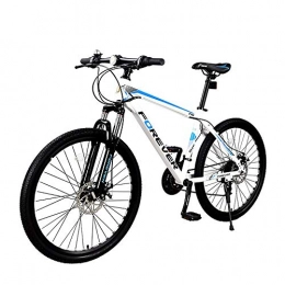 AEDWQ Vélos de montagnes AEDWQ 24 Vitesses VTT, 26 Pouces en Acier Au Carbone Haut Cadre, Double Suspension Double Disque De Frein De Vlo, VTT Pneus, Noir Orange / Blanc Bleu (Color : White Blue)