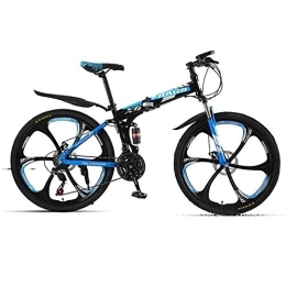 AYDQC vélo AYDQC Vélo de Montagne 26 Pouces, vélos de VTT, Suspension complète à 21 Vitesses, 6 Roues Couteaux, Frein à Double Disque, léger et Durable pour Hommes Femmes vélo, Bleu Noir fengong