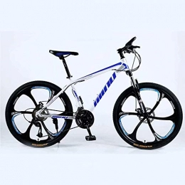 BECCYYLY Vélos de montagnes BECCYYLY Vélo de Montagne VTT 24 / 26 Pouces avec Double Disque de Frein, VTT Adulte, Semi-Rigide vélo avec siège réglable, épaissie Carbone Cadre en Acier, Blanc Bleu, 3 Roues Coupe, Bicyclette