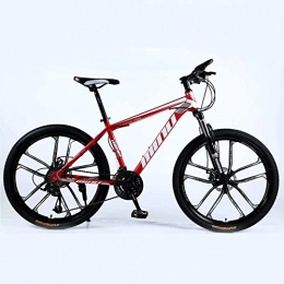 BECCYYLY vélo BECCYYLY Vélo de Montagne VTT 24 / 26 Pouces avec Double Disque de Frein, VTT Adulte, Semi-Rigide vélo avec siège réglable, épaissie Carbone Cadre en Acier, Rouge, 10 Coupe-Roue, Bicyclette