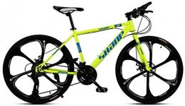 BECCYYLY Vélos de montagnes BECCYYLY Vélo de Montagne VTT, 24 / 26 Pouces Double Frein à Disque, Adulte VTT Pays Gearshift Vélo, VTT Semi-Rigide avec Assise réglable en Acier au Carbone Jaune 6 Cutter, Bicyclette