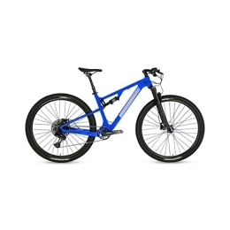  Vélos de montagnes Bicycles for Adults Bicycle Full Suspension Carbon Fiber Mountain Bike Disc Brake Cross Country Mountain Bike (Color : Blue, Size : Medium)